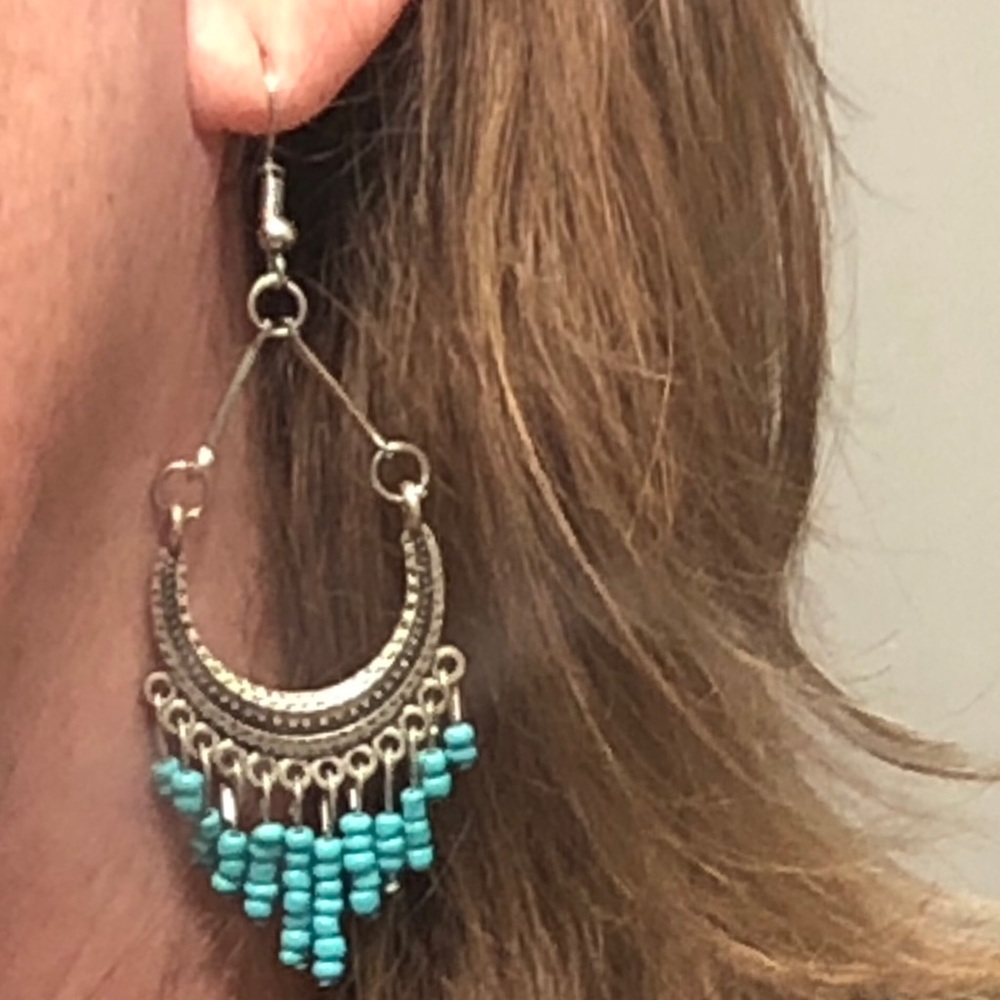 Drop silver earrings